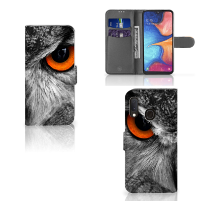 Samsung Galaxy A20e | Telefoonhoesje | Met pasjeshouder | Uil