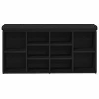 Opbergbank 100x30x48 cm bewerkt hout zwart eikenkleurig - thumbnail