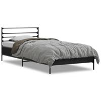 Bedframe bewerkt hout metaal zwart 120x190 cm - thumbnail