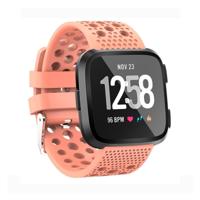 Slimme horloge ontlucht cirkel gat polsband horlogeband voor Fitbit versa (oranje) - thumbnail