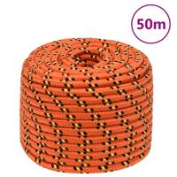 VidaXL Boottouw 14 mm 50 m polypropyleen oranje - thumbnail