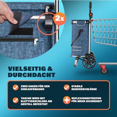 Boodschappentrolley, blauw , met koelvak, tas afneembaar