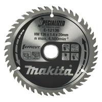 Makita Cirkelzaagblad voor Hout | Efficut | Ø 136mm Asgat 20mm 45T - E-12136 - thumbnail
