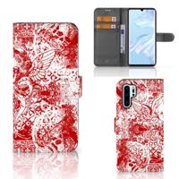 Telefoonhoesje met Naam Huawei P30 Pro Angel Skull Rood - thumbnail