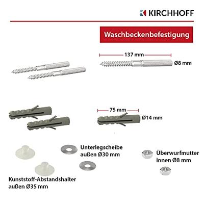 Kirchhoff Sifon voor wastafelsifons, 1 1/4" x 32 mm, met montage en 2x haakse-kraan - 98800104