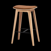 Nordic Bar Stool - Oak with stitches - thumbnail