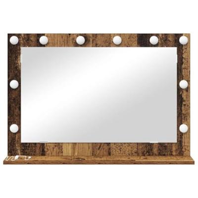 VidaXL Schmink spiegel rechthoekig met spiegel oudhout 80 x 55 x 18 cm