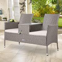 Solar tuinlamp wicker hoogte 50cm - thumbnail