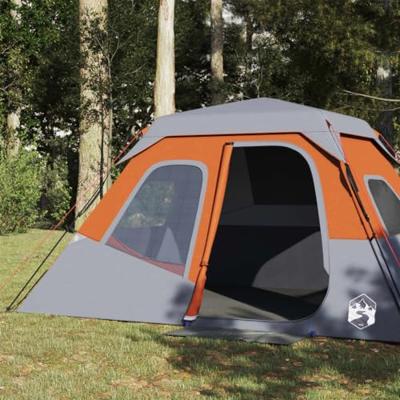 VidaXL Tent 6-persoons waterdicht snelontgrendeling grijs en oranje VidaXL Tent 6-persoons waterdicht snelontgrendeling grijs en oranje
