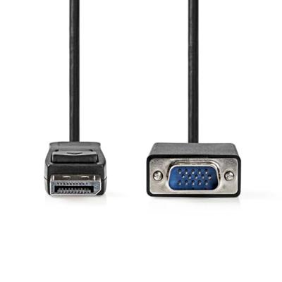 NEDIS VGA-kabel | DisplayPort-stekker | VGA-stekker | vernikkeld | maximale resolutie: 1080p | 1,00 m | rond | PVC | zwart | blister