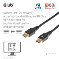 club3D CAC-1094 DisplayPort Verlengkabel [1x DisplayPort stekker - 1x DisplayPort stekker] Meerdere kleuren 2 m - thumbnail