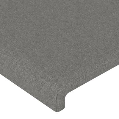 Hoofdbord met randen 147x16x118/128 cm stof donkergrijs - thumbnail