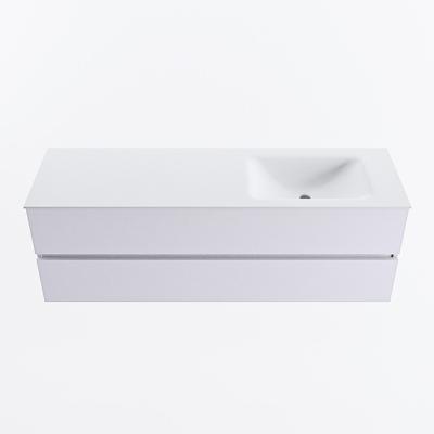 MONDIAZ VICA 150cm badmeubel onderkast Cale 2 lades. Wastafel CLOUD rechts zonder kraangat, kleur Talc.