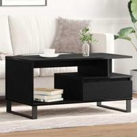 Salontafel met lade Zwart Eiken 90 x 49 x 45 cm Bewerkt hout - thumbnail