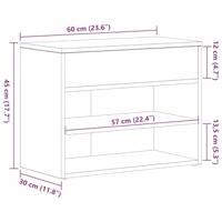 Schoenenbank met plank Zwart Eiken 60 x 30 x 45 cm Bewerkt hout - thumbnail