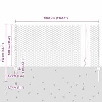 VidaXL Hek met paal grijs 1 x 50 m staal en pvc - thumbnail