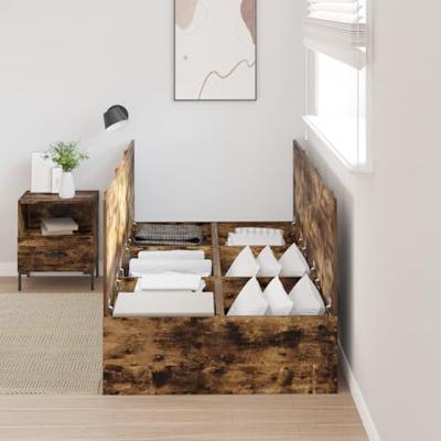 Bedframe Gerookt eiken 190 x 75 x 31.5 cm Bewerkt hout