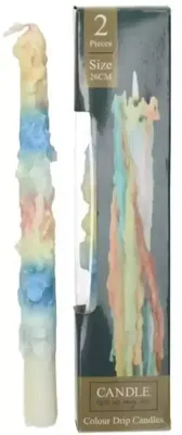 Kersten druipkaars drip 26cm multi 2 stuks