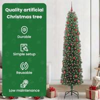 VidaXL Kunstkerstboom groen 210 cm pvc en staal en kunststof - thumbnail