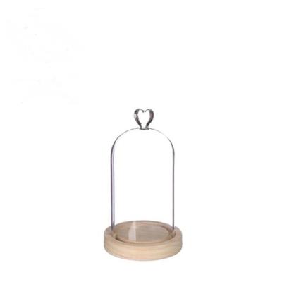 Ideas 4 Seasons Stolp hart met houten basis ø10xh18cm Ideas 4 Seasons Stolp hart met houten basis ø10xh18cm