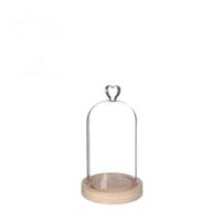 Ideas 4 Seasons Stolp hart met houten basis ø10xh18cm - thumbnail