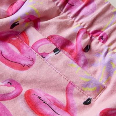 Kindershorts met trekkoord flamingozwembandprint 92 lichtroze - thumbnail