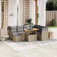 8-delige Loungeset met kussens poly rattan beige - thumbnail