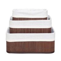 Homestyle Pro Bamboe Opbergmanden 3 Stuks Bruin/Wit - thumbnail