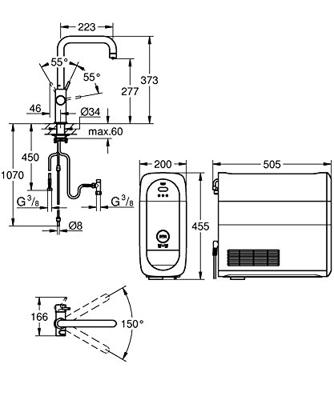 Bruisendwater Keukenkraan GROHE Blue Home Duo Starterkit Chilled en Sparkling Water U Uitloop RVS Look