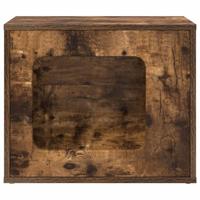 Kattenhuis Gerookt eiken 51 x 30 x 42 cm Bewerkt hout - thumbnail