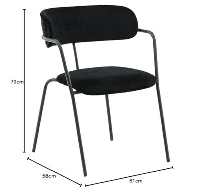 Nohr Eetkamerstoel 'Saverio' Velvet, kleur Zwart