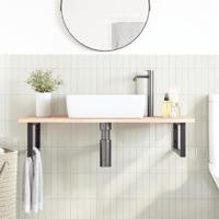 Badkamer wandschap staal en massief eikenhout - thumbnail