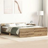 Bedframe zonder matras spaanplaat artisanaal eikenkleurig - thumbnail