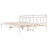 Bedframe met hoofdeinde Wit Massief grenenhout - thumbnail