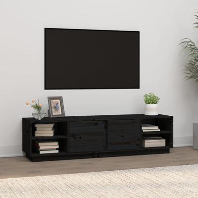 Tv-meubel 156x40x40 cm massief grenenhout zwart Tv-meubel 156x40x40 cm massief grenenhout zwart