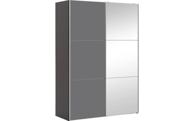 Goossens Kledingkast Easy Storage Sdk, 153 cm breed, 220 cm hoog, 1x 3 paneel glas schuifdeur li en 1x 3 paneel spiegel schuifdeur re