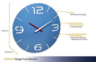 TFA Dostmann 60.3536.14 Wandklok Zendergestuurd 35 cm x 3.5 cm Hemelsblauw