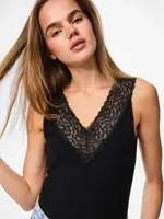 Dames hemd kant - Lace top Siri - Kanten onderhemd - Kanten schouderbandjes - Viscose - thumbnail