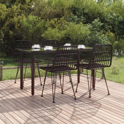5-delige Tuinset poly rattan zwart