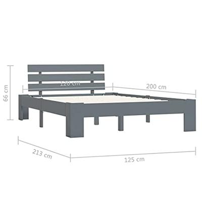 VidaXL Bedframe massief grenenhout grijs 120x200 cm