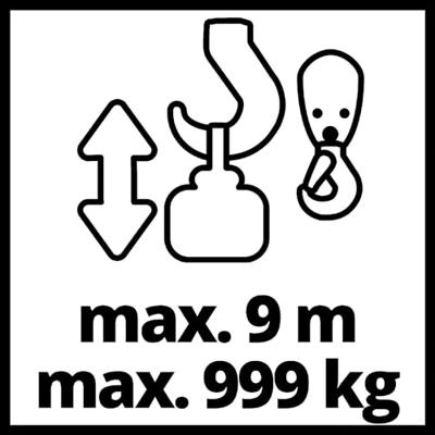 Einhell 2255160 Elektrische kabeltakel Draagkracht (met keerschijf) 999 kg Draagkracht (zonder keerschijf) 500 kg