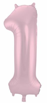 Folieballon Pastel Roze Metallic Mat Cijfer 1 - 86 cm
