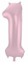 Folieballon Pastel Roze Metallic Mat Cijfer 1 - 86 cm - thumbnail