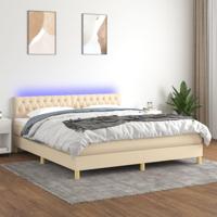 Boxspring met matras en LED stof crèmekleurig 160x200 cm - thumbnail