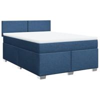 Boxspring met matras stof blauw 140x200 cm - thumbnail