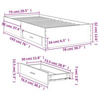 Bedframe met lades bewerkt hout sonoma eikenkleurig 75x190 cm - thumbnail