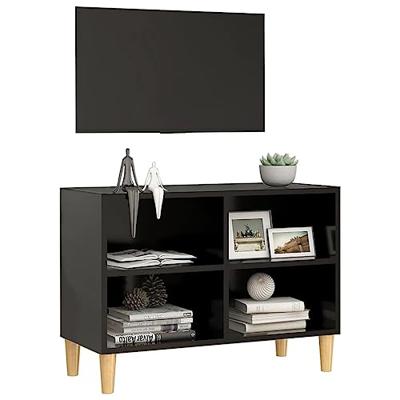 Tv-meubel met massief houten poten 69,5x30x50 cm zwart