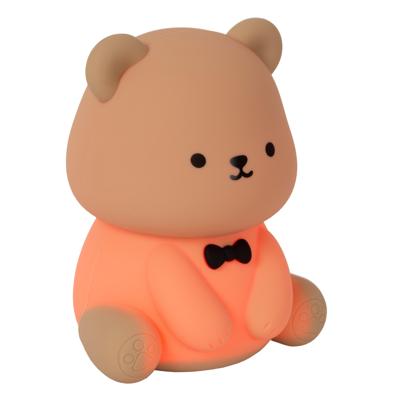 Lucide PINCHA BEAR - Oplaadbare Nachtlamp Kinderkamer - Accu/Batterij - LED 3 StepDim - 1x0,5W 2100K - RGB - Bruin - Essential