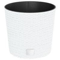 VidaXL Plantenbak met uitneembare bak rattan-look 15/15,3 l pp wit - thumbnail