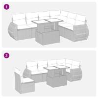 7-delige Loungeset met kussens poly rattan beige - thumbnail